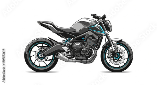 Modern Sport Motorcycle Isolated on White Background.