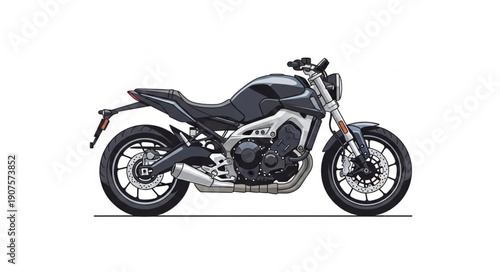 Modern Sport Motorcycle on White Background.