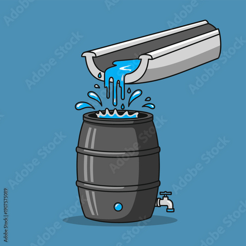 Rainwater Harvesting Barrel Filling Up.