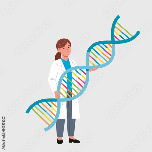 Scientist Holding DNA Double Helix Model.