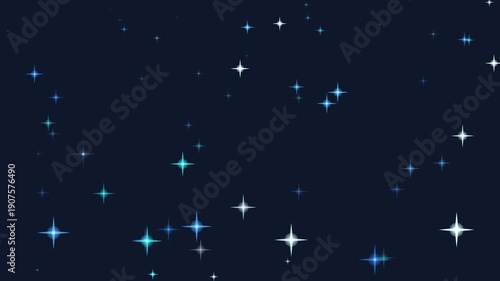 Colorful Twinkling Stars Particles Animation on Dark Blue Background