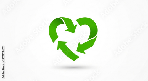 Green recycling symbol forming a heart on white background eco friendly concept