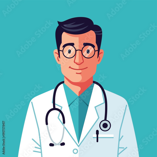 Smiling Doctor with Stethoscope Portrait.