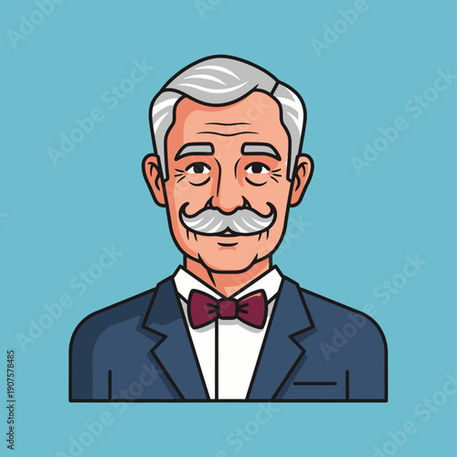 Smiling Senior Man Cartoon Character.