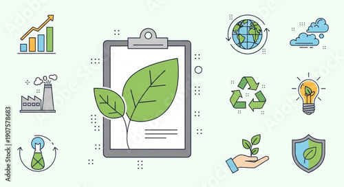 Environmental protection and sustainability icons collection.