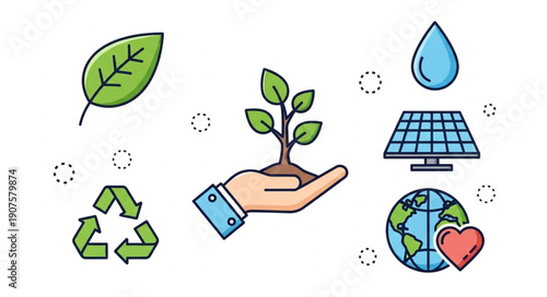 Environmental conservation and sustainability icons.