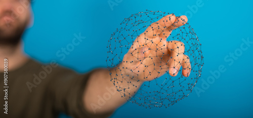 Close-up of a human hand in...