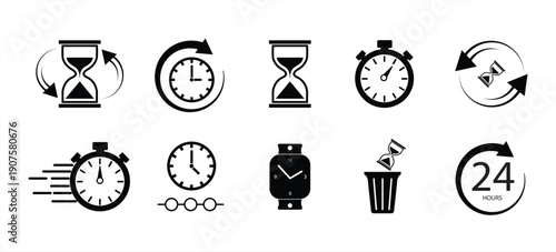 Timetable. Time Management and Countdown Icon Set