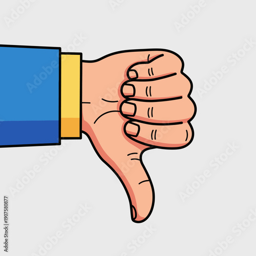 Cartoon Hand Showing Thumbs Down Gesture.