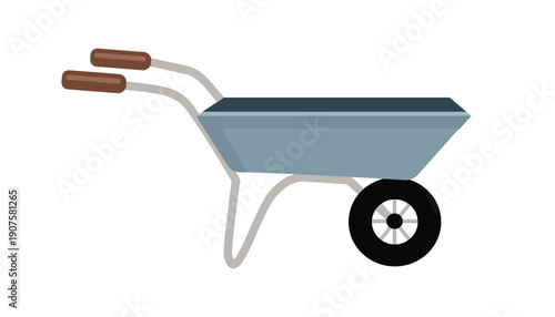 Yellow Wheelbarrow for Gardening and Construction. Yard Work Wheelbarrow. Construction Wheelbarrow. Metal Wheelbarrow