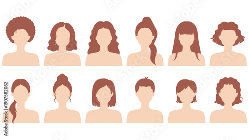 Hair icons vector illustration of different hairstyles for women and men