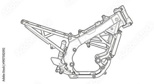Motorcycle Frame Structure Engineering Design Blueprint.