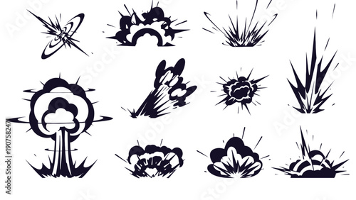 Explosion vector icons set for creative design projects and digital artwork