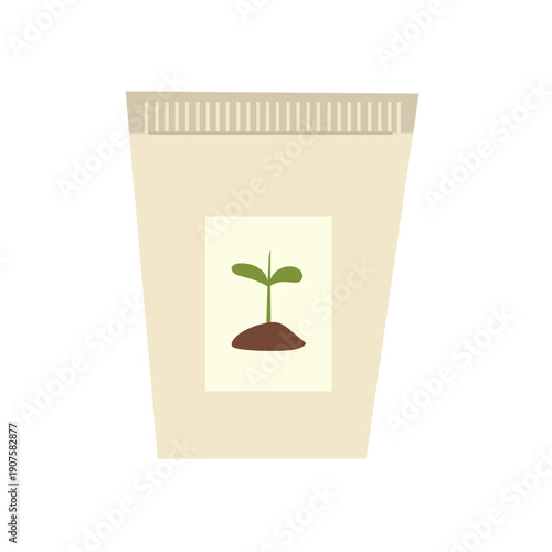 Simple Seed Packet with Growing Sprout Icon. Agricultural Fertilizer Bag. 