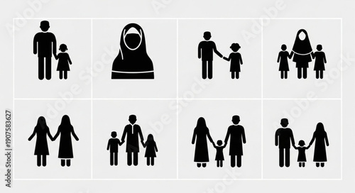 Family Icons Representing Diverse Relationships and Generations.