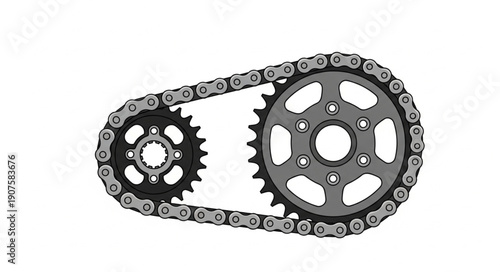 Motorcycle Chain and Sprocket Detail.