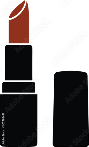 Burgundy Red Lipstick Vector Icon Isolated on White Background for Beauty Fashion Cosmetics Makeup Product Design Branding Marketing Professional Salon Glamour Style Graphic Element