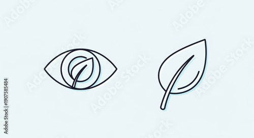 Eye and Leaf Icon Symbolizing Nature Vision and Ecology.
