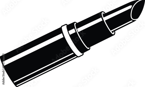 Black Lipstick Vector Icon Silhouette Isolated on White Background for Beauty Fashion Cosmetics Makeup Product Design Branding Marketing Professional Salon Glamour Style Graphic Illustration