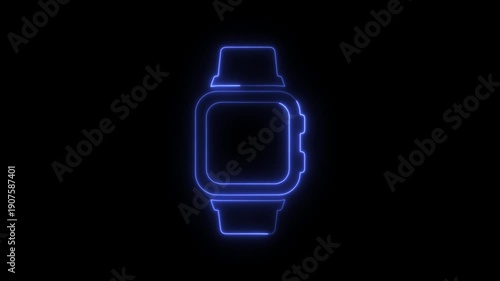 Wallpaper Mural Abstract neon glowing tech watch icon animation on a dark black background Torontodigital.ca