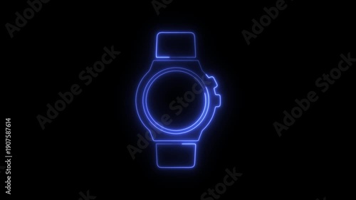 Wallpaper Mural Abstract neon glowing wearable tech watch icon animation on a dark black background Torontodigital.ca