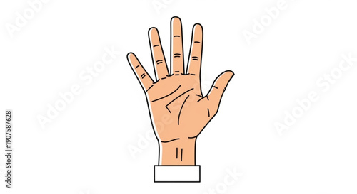 Hand with palm facing forward and fingers spread apart in gesture