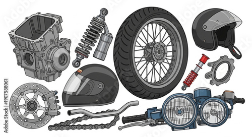 Motorcycle Parts and Accessories Collection.