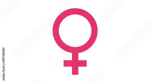 Pink female gender symbol on white background representing feminism and women's rights