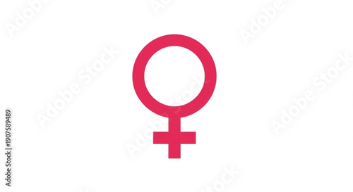 Female symbol in pink on white background for feminist concepts