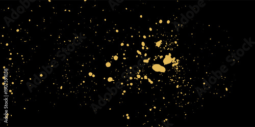 Gold glitter texture on a black background. Holiday background. Golden explosion of confetti. Golden grainy abstract  texture on a black  background. Design element. Vector illustration,eps 10.
