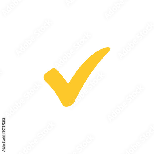 A simple yellow checkmark icon signifying completion or confirmation high quality