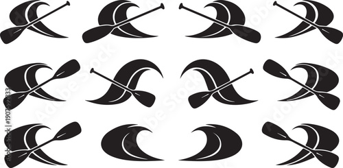 Black and white paddle icons in various crossed positions
