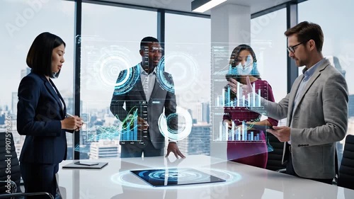 Wallpaper Mural Professional Business Team Using AI Data Analytics in a Modern Corporate Office Torontodigital.ca