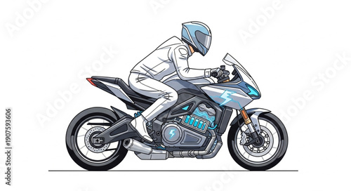 Motorcycle Rider in Full Gear on a Sportbike.