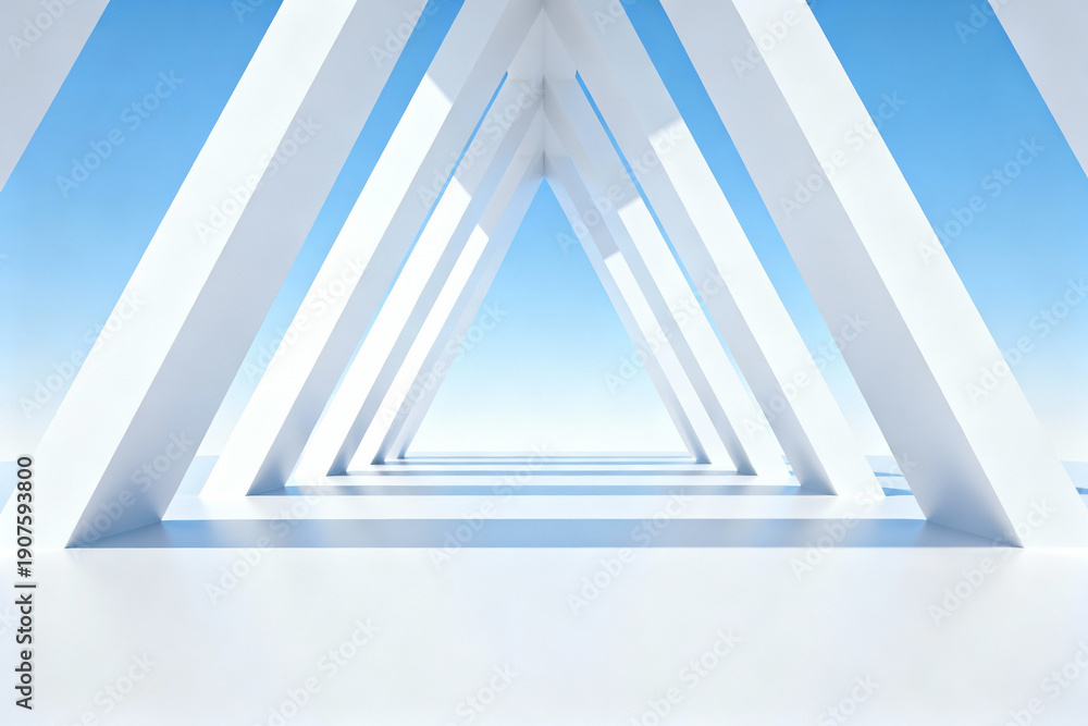 Obraz premium White triangular structures against blue sky