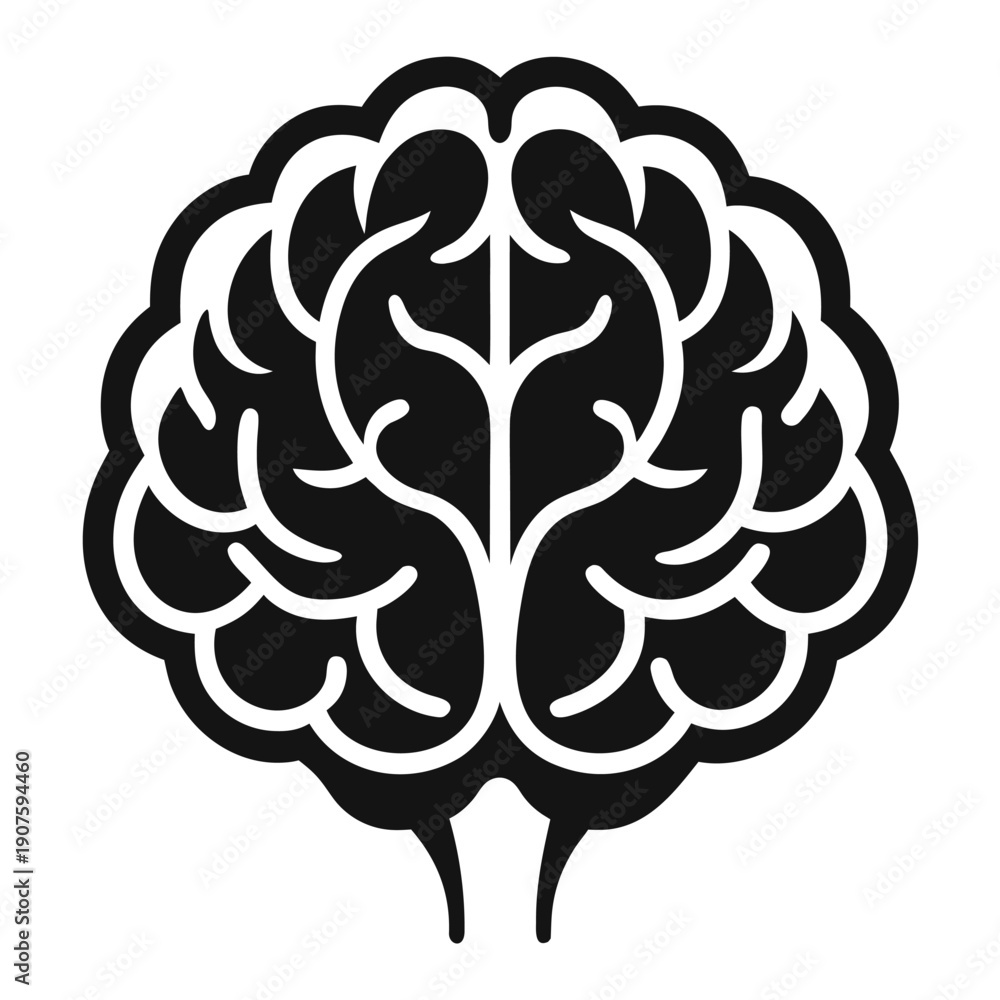 Fototapeta premium Human Brain Icon Vector – Mind, Intelligence & Thinking Symbol