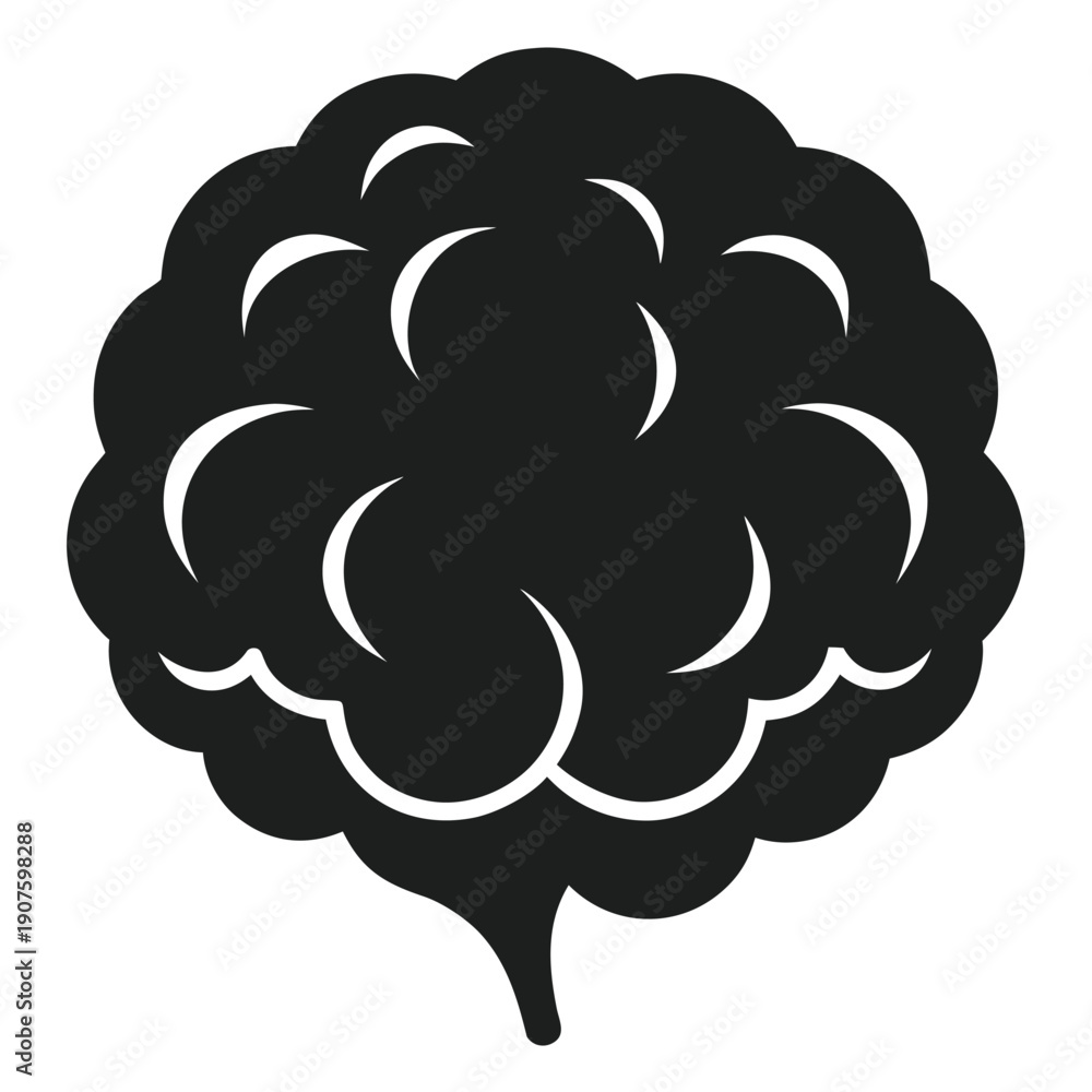 Fototapeta premium Human Brain Line Art Illustration – Anatomy Mind Vector Icon