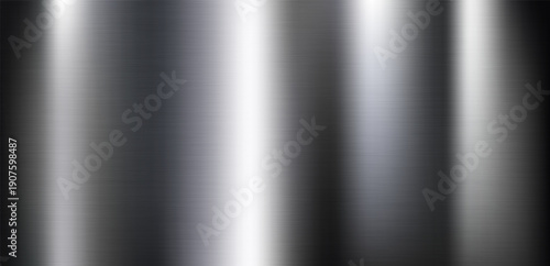 Close‑up brushed stainless steel surface with fine horizontal grain and vertical light reflections, industrial and luxury design background