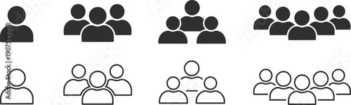 Collection of Human Figure Icons Representing Groups and Individuals people silhouette