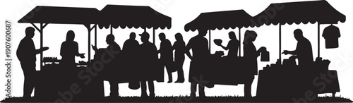 Shopping silhouette collection, consumer activity, retail lifestyle, people with bags, pushing carts, buying goods, market behavior, commerce, sale, purchase - flat vector