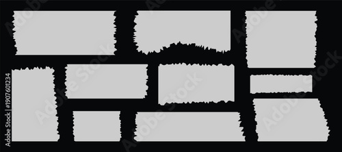 Torn ripped paper sheet texture with rough edges vector illustration.