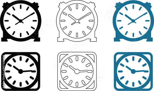 Square and round analog clock for timekeeping timepiece , clock, analog clock, time, timepiece, watch, 