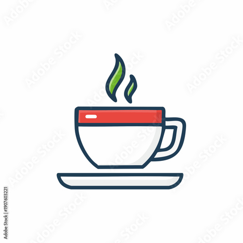 Stylized illustration of a steaming cup, conveying warmth and relaxation in design