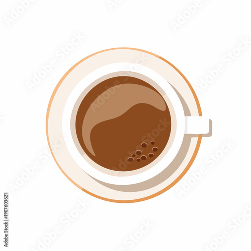 Top-Down View of an Elegant Coffee Cup Displaying a Rich and Warm Beverage Aroma