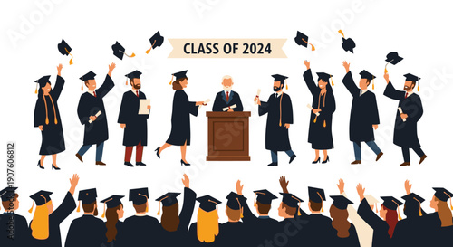 Class of 2024 Graduation Ceremony with Students Receiving Diplomas