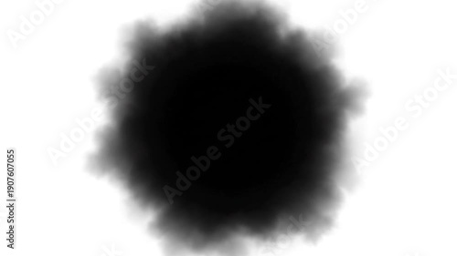 A black ink blot, cloud-like, centered on a white background, with soft edges