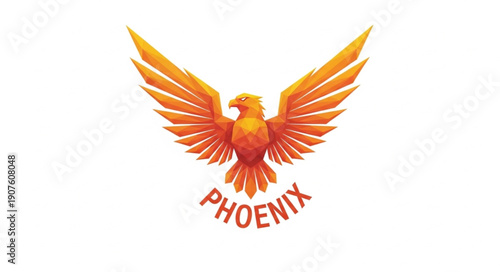 Phoenix Bird Mythical Creature Emblem.