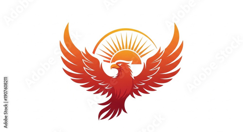 Phoenix Bird Rising Sun Logo.