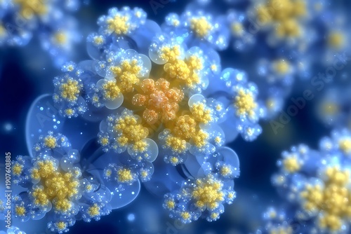 Wallpaper Mural Microscopic View of Cells with Yellow Clusters. Torontodigital.ca