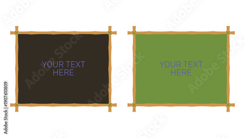 Banners vector illustration with wooden frames and text placeholders for advertising